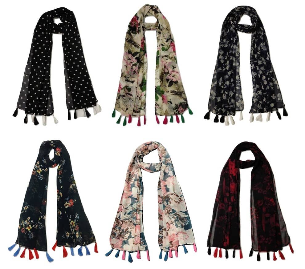 stolevilla Multi Printed Poly Cotton Yarn Stoles ( Pack of 6 ) - Dupattas & Shawls | Buy online on ZillyBuy