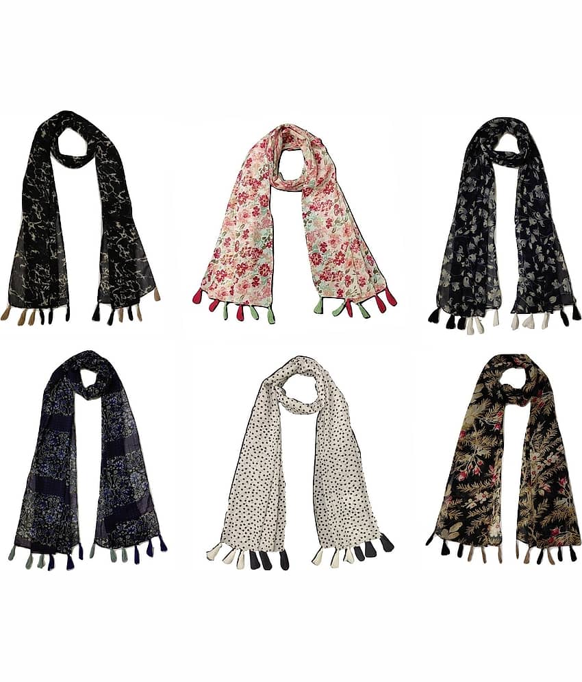 stolevilla Multi Printed Poly Cotton Yarn Stoles ( Pack of 6 ) - Dupattas & Shawls | Buy online on ZillyBuy