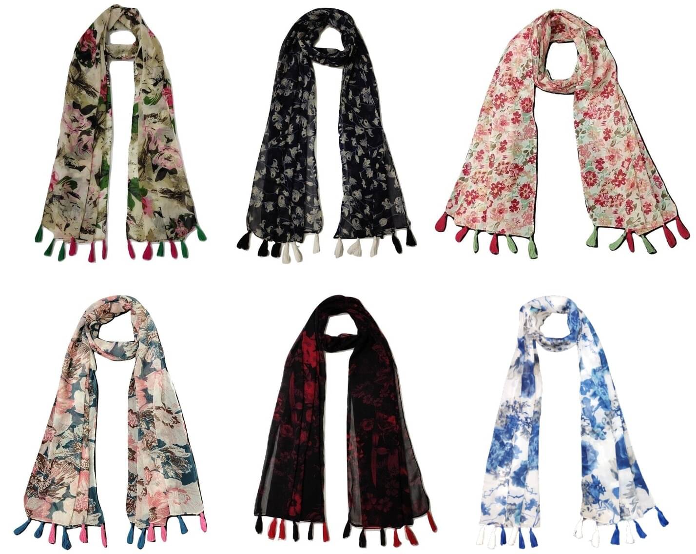 stolevilla Multi Printed Poly Cotton Yarn Stoles ( Pack of 6 ) stolevilla Multi Printed Poly Cotton Yarn Stoles ( Pack of 6 )