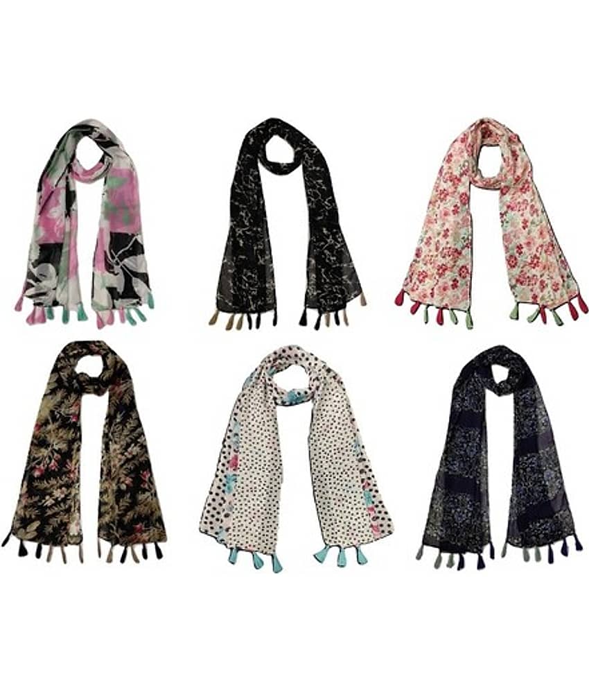 stolevilla Multi Printed Poly Cotton Yarn Stoles ( Pack of 6 ) - Dupattas & Shawls | Buy online on ZillyBuy