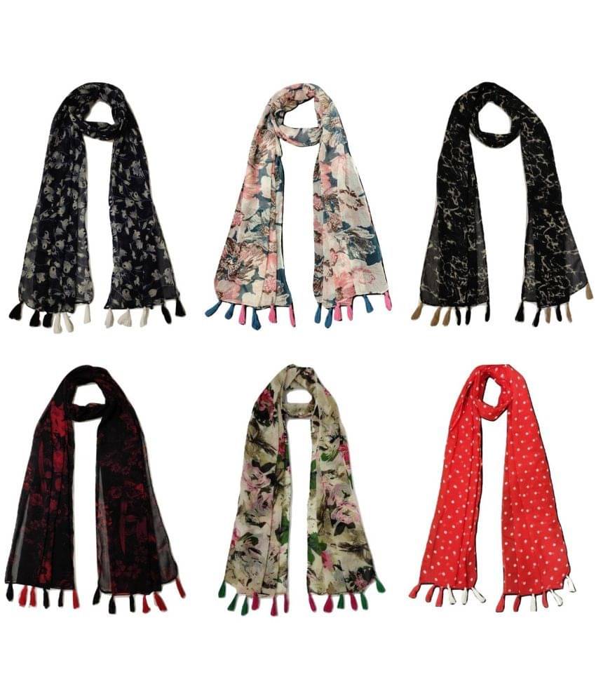     			stolevilla Multi Printed Poly Cotton Yarn Stoles ( Pack of 6 )