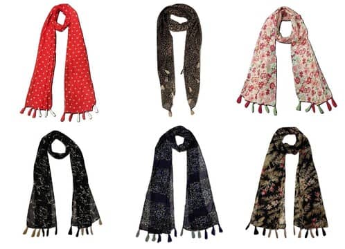 stolevilla Multi Printed Poly Cotton Yarn Stoles ( Pack of 6 ) - Dupattas & Shawls | Buy online on ZillyBuy