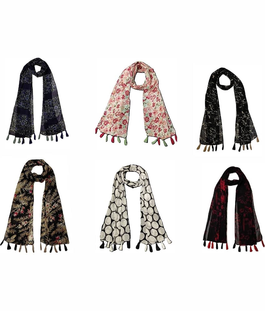 stolevilla Multi Printed Poly Cotton Yarn Stoles ( Pack of 6 ) - Dupattas & Shawls | Buy online on ZillyBuy