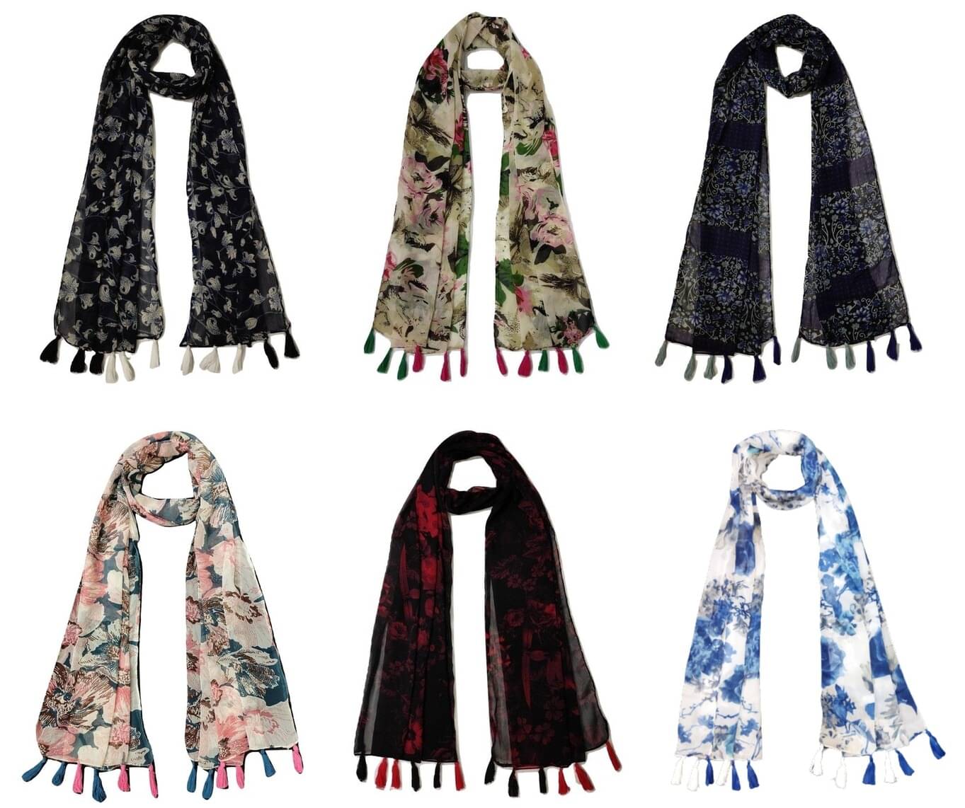 stolevilla Multi Printed Poly Cotton Yarn Stoles ( Pack of 6 ) stolevilla Multi Printed Poly Cotton Yarn Stoles ( Pack of 6 )