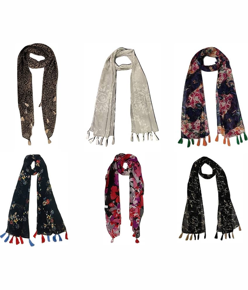 stolevilla Multi Printed Poly Cotton Yarn Stoles ( Pack of 6 ) - Dupattas & Shawls | Buy online on ZillyBuy