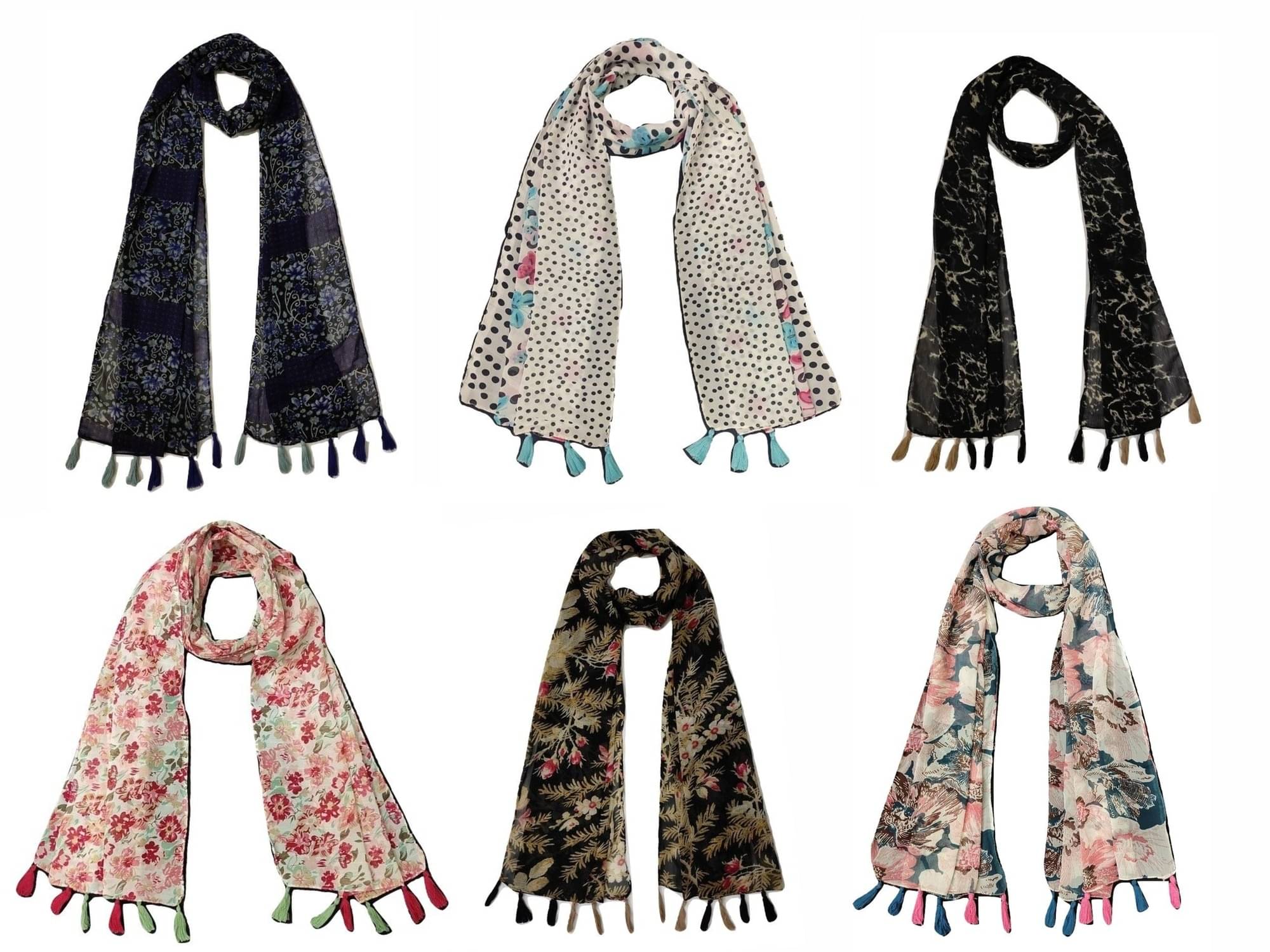stolevilla Multi Printed Poly Cotton Yarn Stoles ( Pack of 6 ) stolevilla Multi Printed Poly Cotton Yarn Stoles ( Pack of 6 )