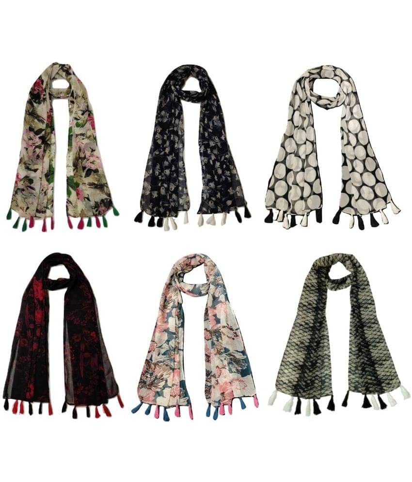     			stolevilla Multi Printed Poly Cotton Yarn Stoles ( Pack of 6 )