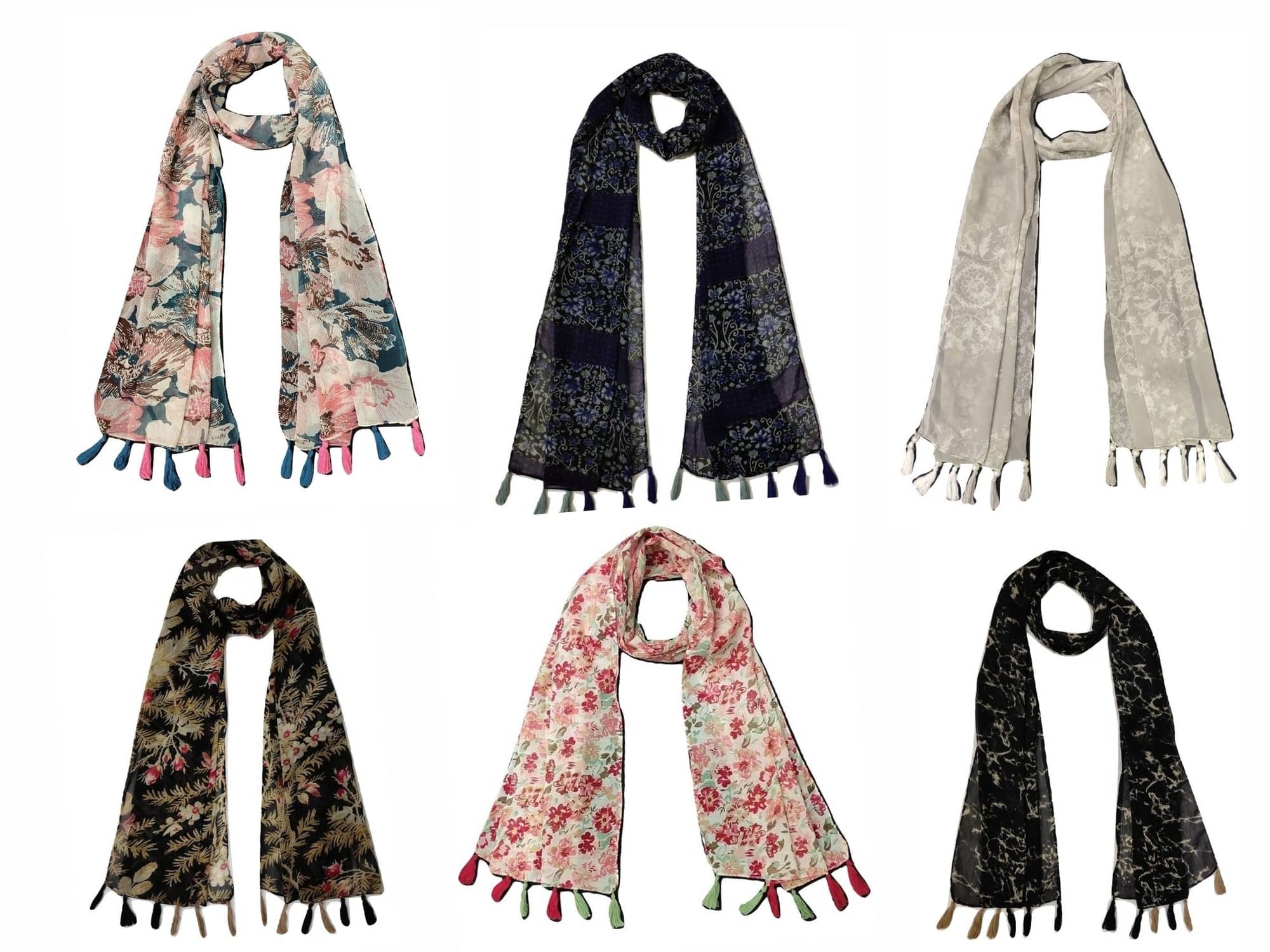 stolevilla Multi Printed Poly Cotton Yarn Stoles ( Pack of 6 ) - Dupattas & Shawls | Buy online on ZillyBuy