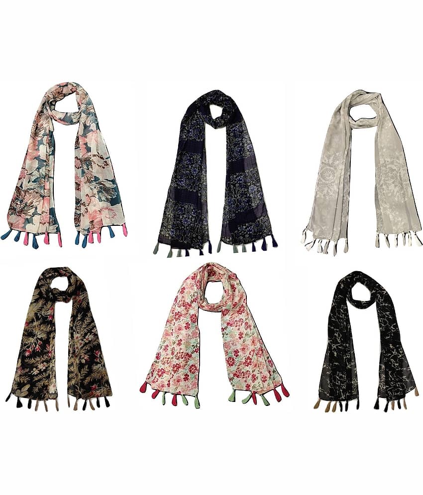 stolevilla Multi Printed Poly Cotton Yarn Stoles ( Pack of 6 ) - Dupattas & Shawls | Buy online on ZillyBuy