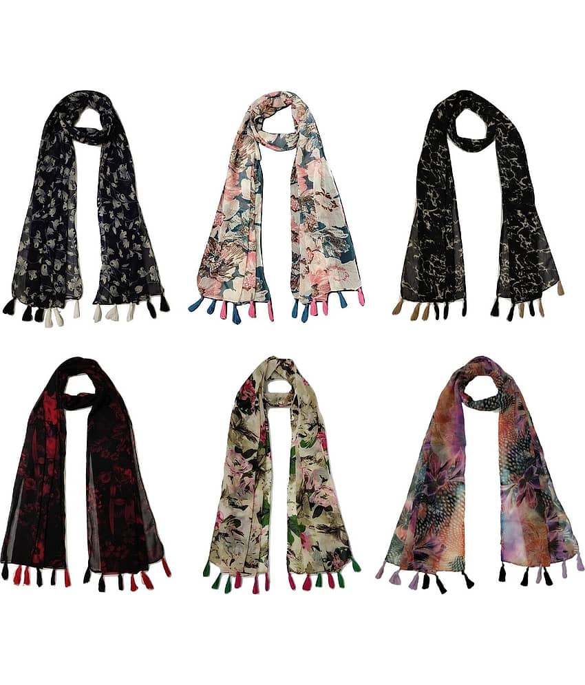 stolevilla Multi Printed Poly Cotton Yarn Stoles ( Pack of 6 ) - Dupattas & Shawls | Buy online on ZillyBuy