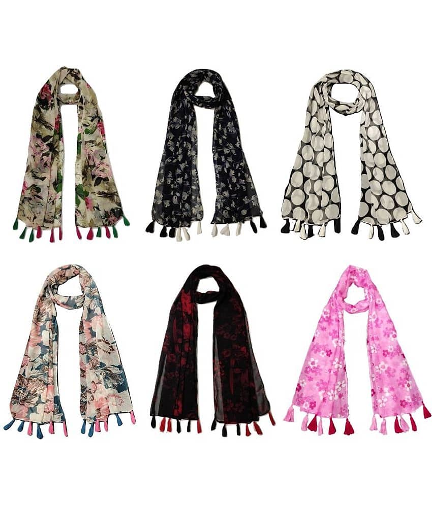 stolevilla Multi Printed Poly Cotton Yarn Stoles ( Pack of 6 ) - Dupattas & Shawls | Buy online on ZillyBuy