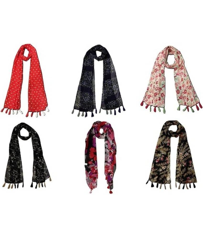 stolevilla Multi Printed Poly Cotton Yarn Stoles ( Pack of 6 ) - Dupattas & Shawls | Buy online on ZillyBuy
