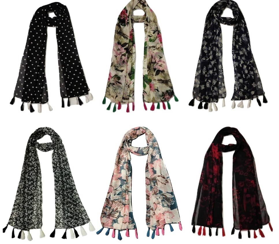 stolevilla Multi Printed Poly Cotton Yarn Stoles ( Pack of 6 ) - Dupattas & Shawls | Buy online on ZillyBuy
