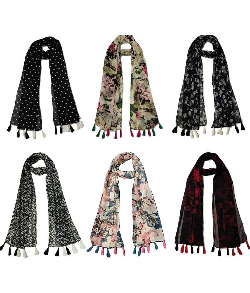 stolevilla Multi Printed Poly Cotton Yarn Stoles ( Pack of 6 ) - Dupattas & Shawls | Buy online on ZillyBuy