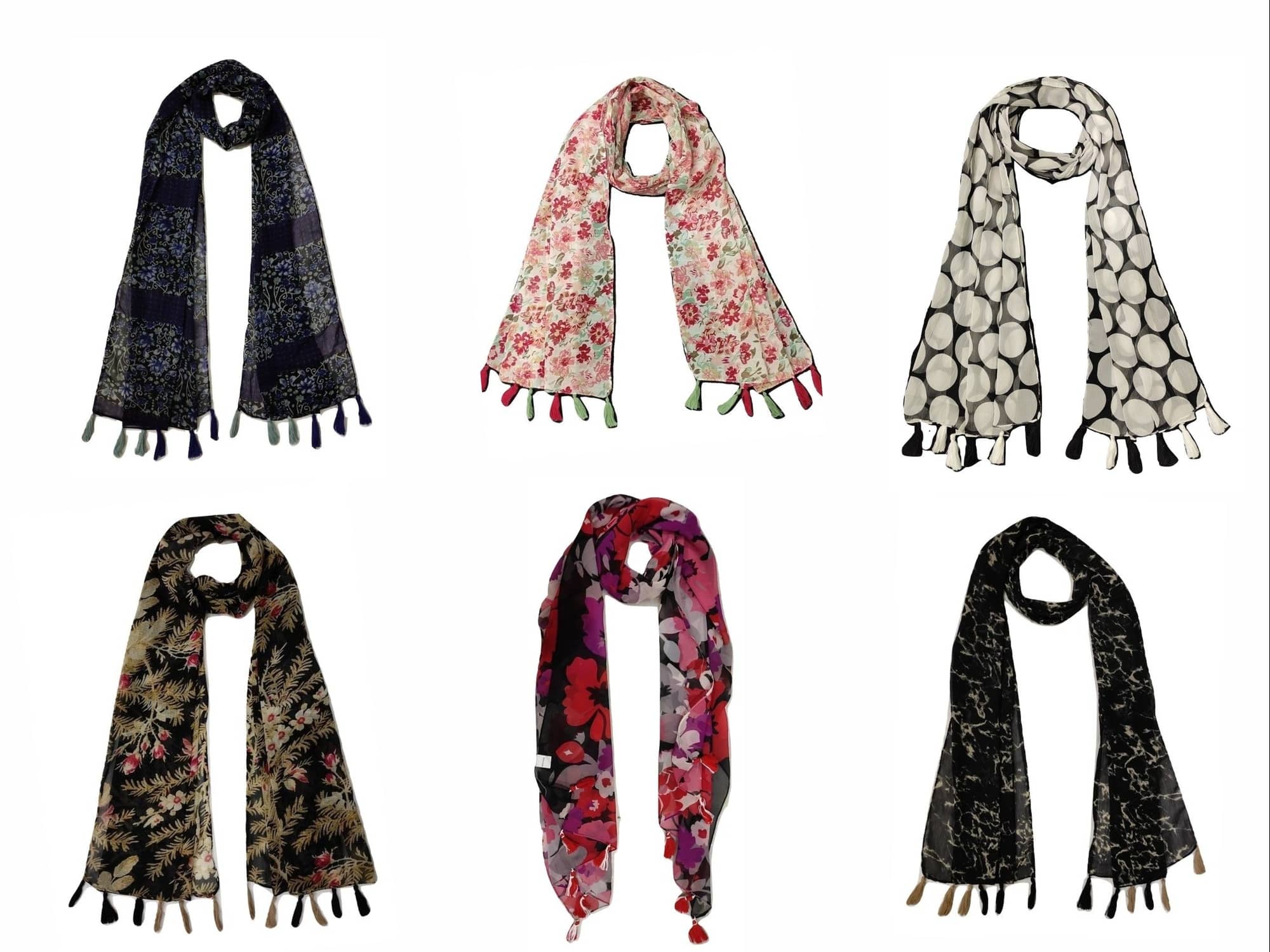 stolevilla Multi Printed Poly Cotton Yarn Stoles ( Pack of 6 ) - Dupattas & Shawls | Buy online on ZillyBuy