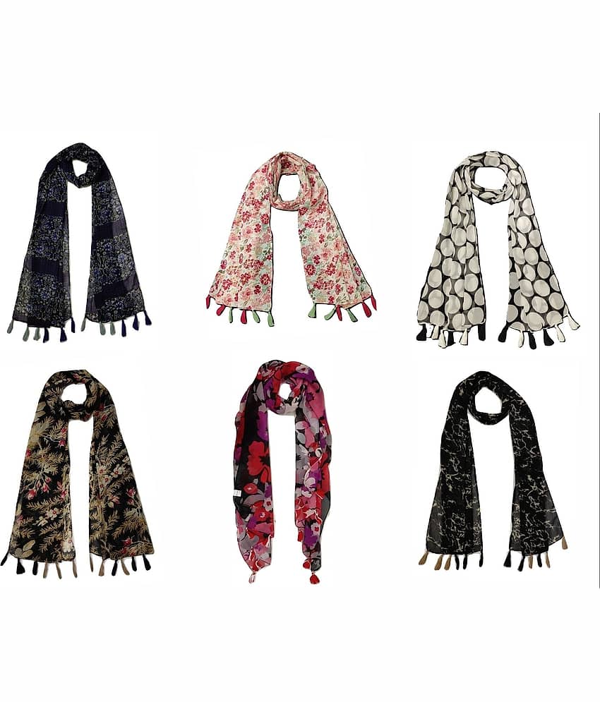 stolevilla Multi Printed Poly Cotton Yarn Stoles ( Pack of 6 ) - Dupattas & Shawls | Buy online on ZillyBuy