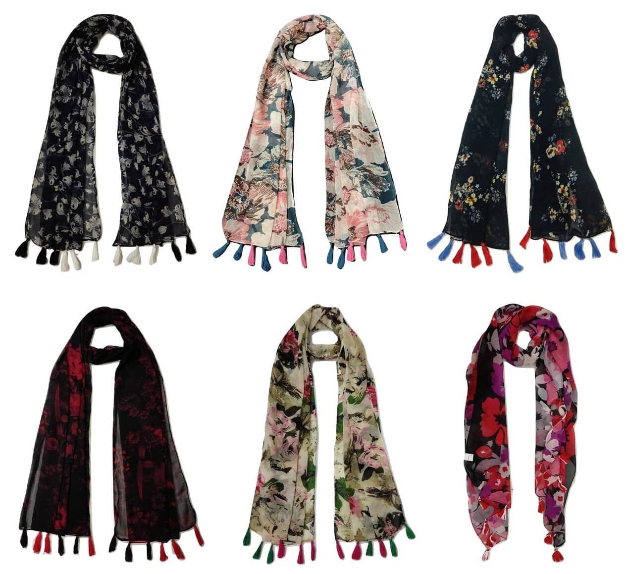 stolevilla Multi Printed Poly Cotton Yarn Stoles ( Pack of 6 ) - Dupattas & Shawls | Buy online on ZillyBuy
