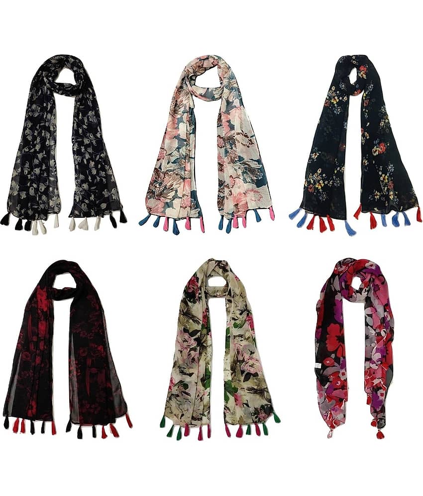 stolevilla Multi Printed Poly Cotton Yarn Stoles ( Pack of 6 ) - Dupattas & Shawls | Buy online on ZillyBuy
