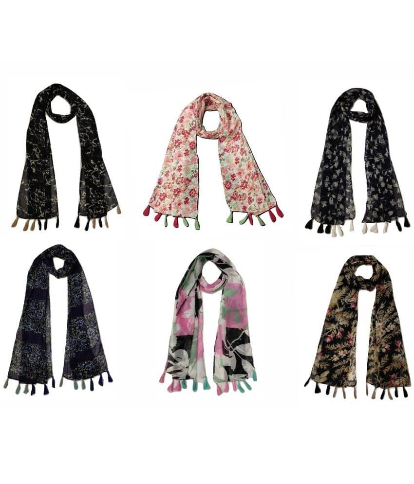 stolevilla Multi Printed Poly Cotton Yarn Stoles ( Pack of 6 ) stolevilla Multi Printed Poly Cotton Yarn Stoles ( Pack of 6 )