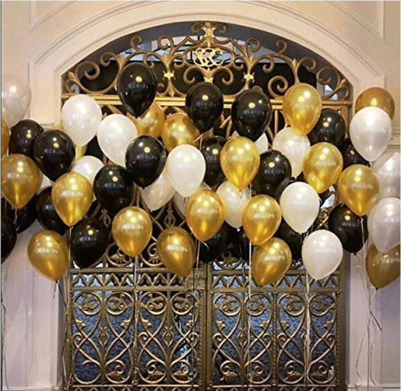     			50 Metallic Balloon (Black,Gold,White)
