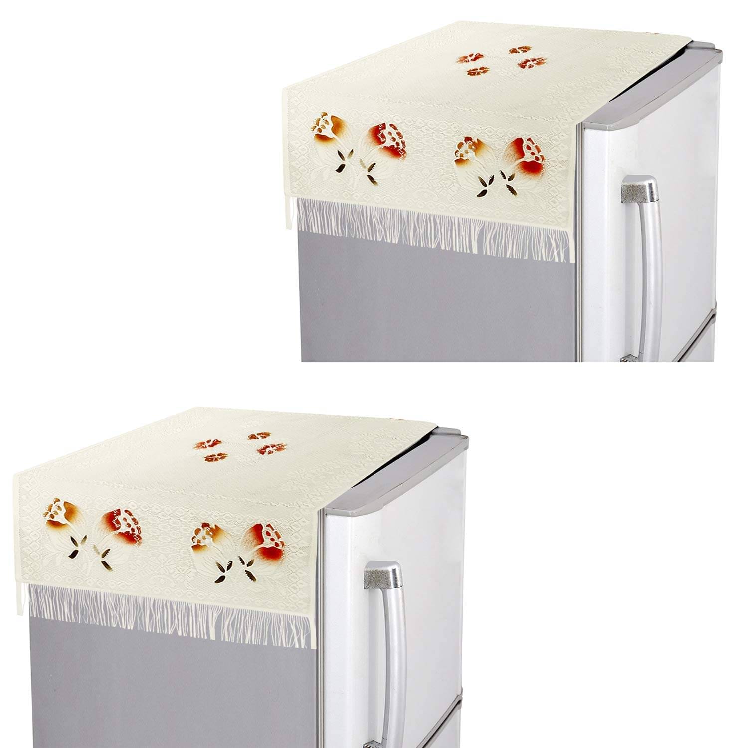 E-Retailer Set of 2 Polyester Gold Fridge Top Cover E-Retailer Set of 2 Polyester Gold Fridge Top Cover