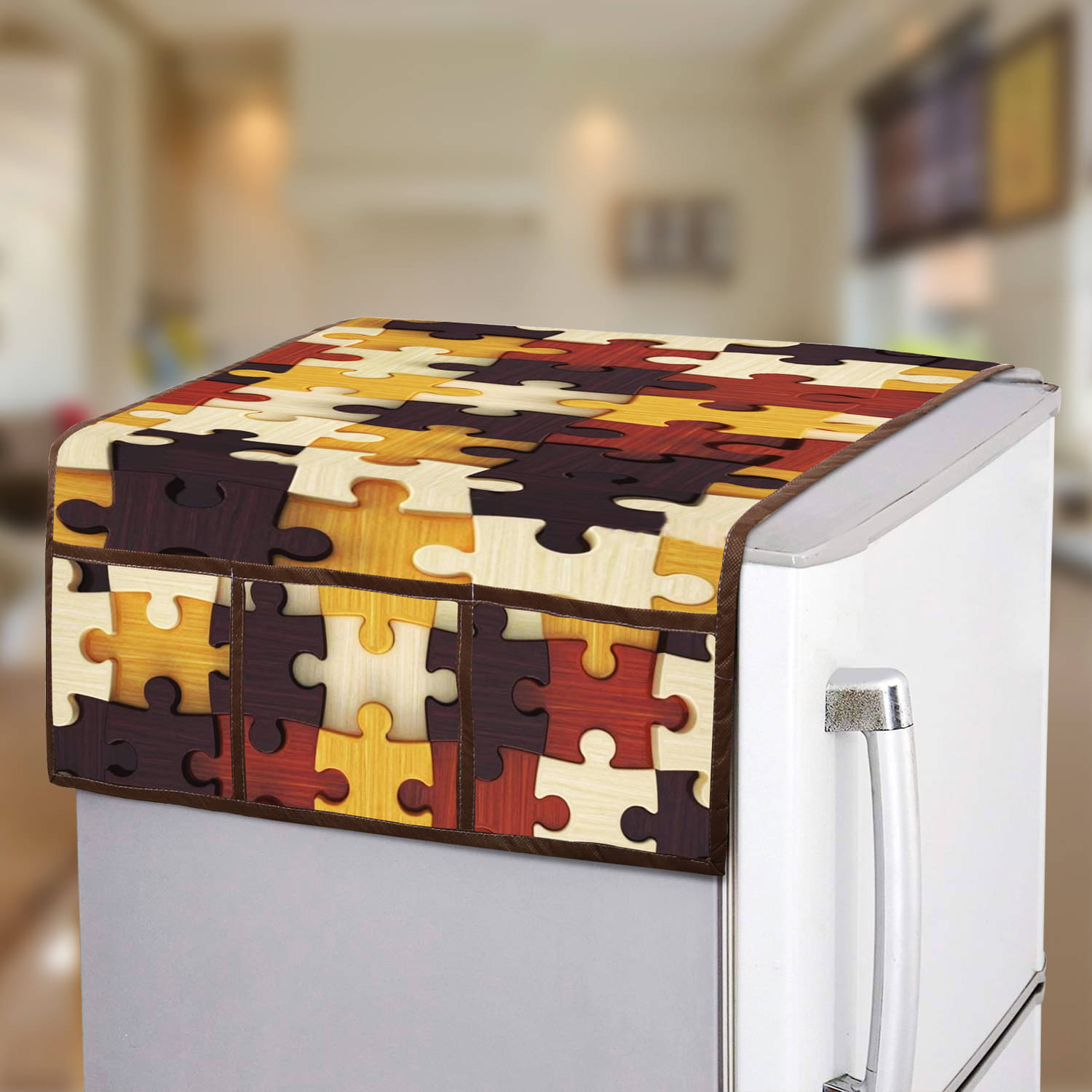 E-Retailer Single Polyester Brown Fridge Top Cover E-Retailer Single Polyester Brown Fridge Top Cover