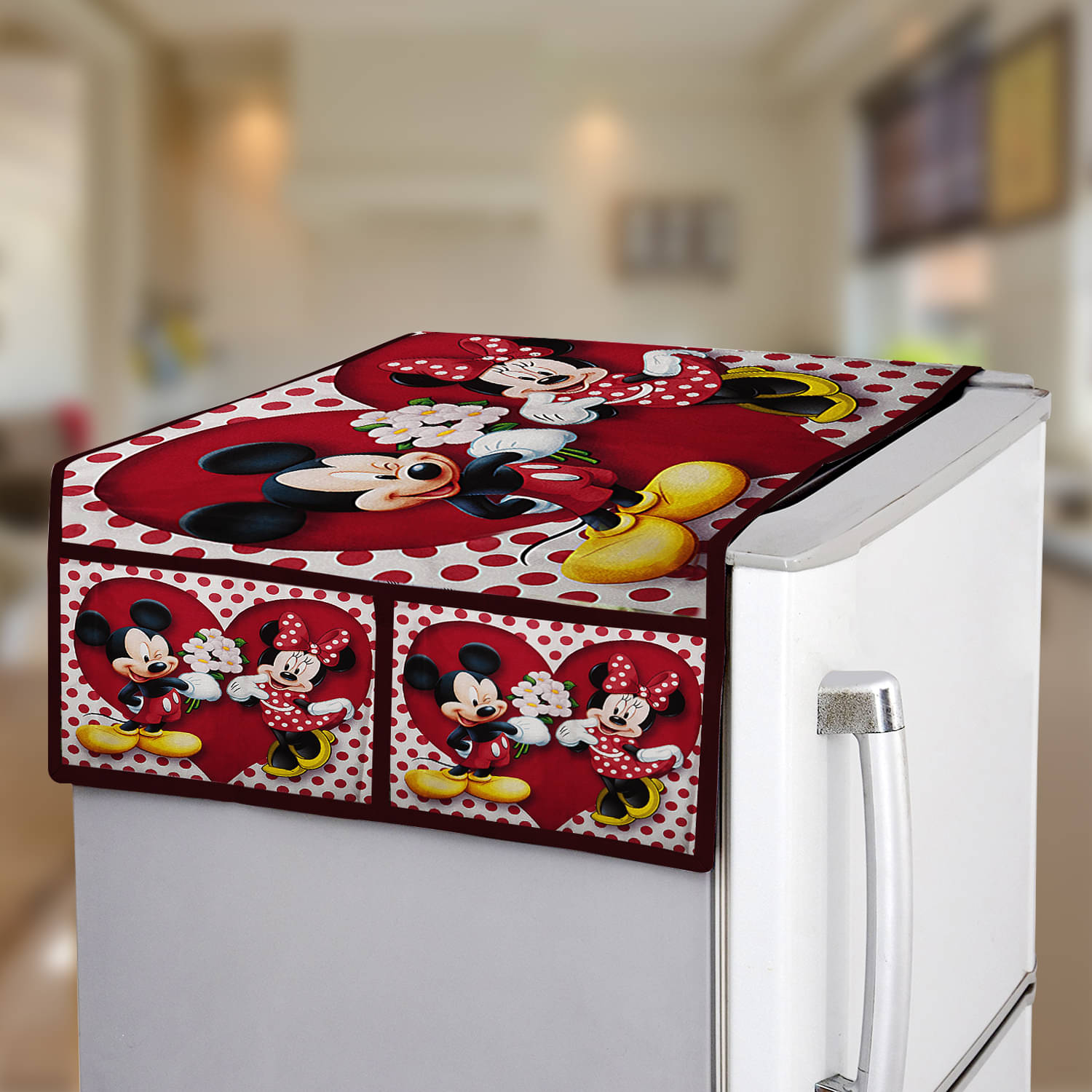 E-Retailer Single Polyester Red Fridge Top Cover E-Retailer Single Polyester Red Fridge Top Cover