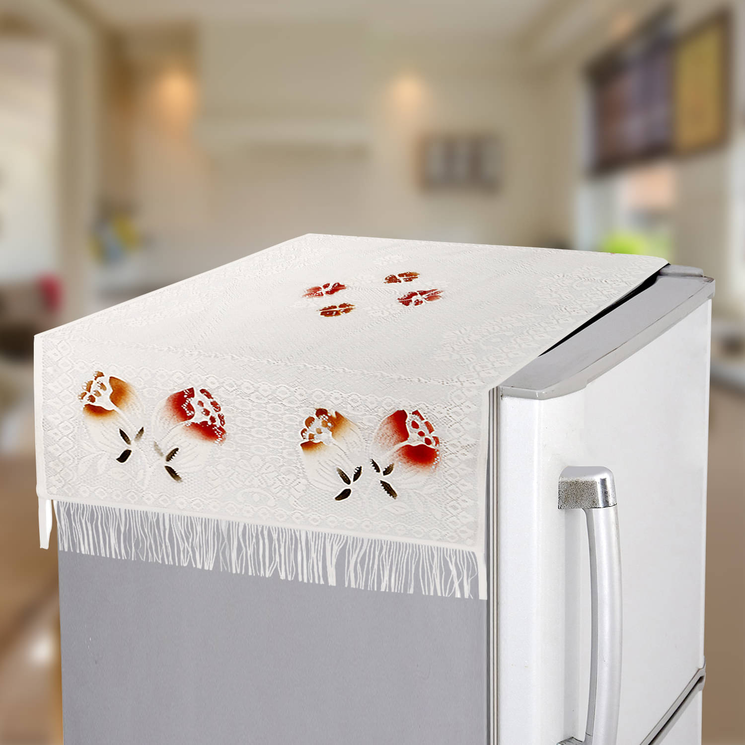 E-Retailer Single Polyester White Fridge Top Cover E-Retailer Single Polyester White Fridge Top Cover