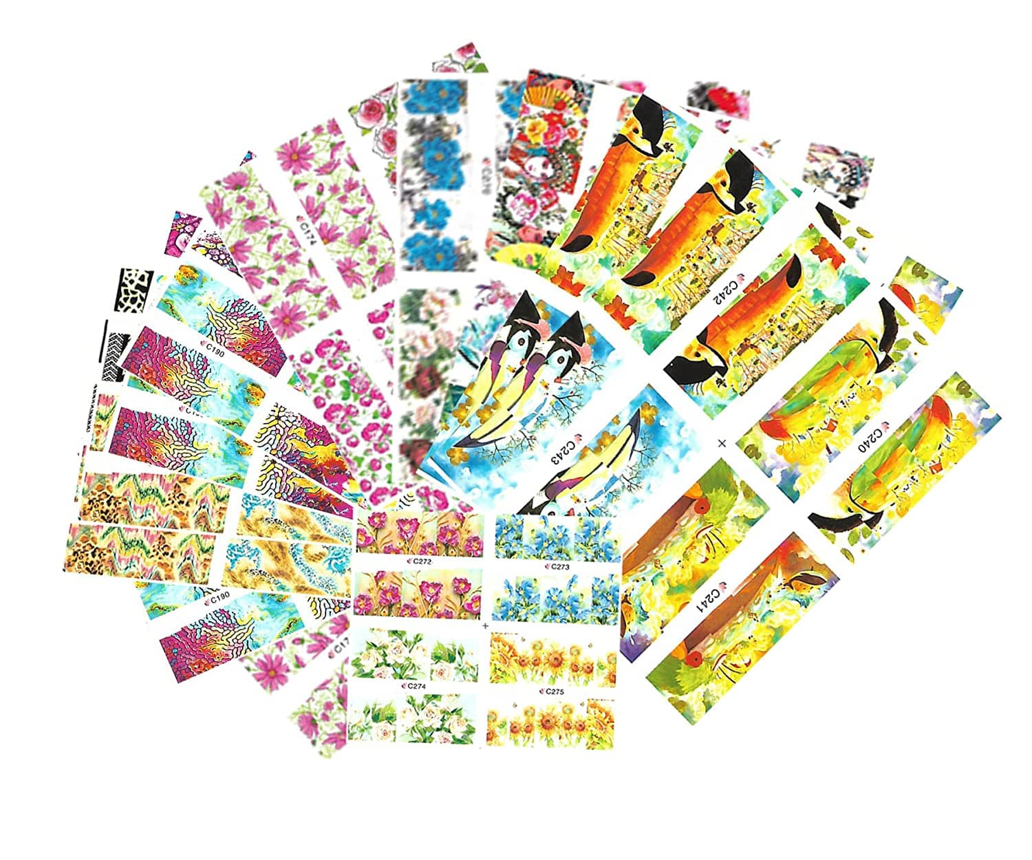 FOK 16 Pcs Nail Art Water Stickers Nails Decals (Random Color) 50 g