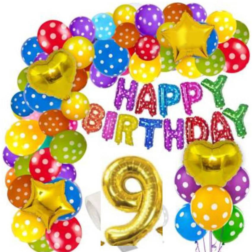     			Happy Birthday Foil (RoseGold) + 30 Metallic Balloon (Black,White)