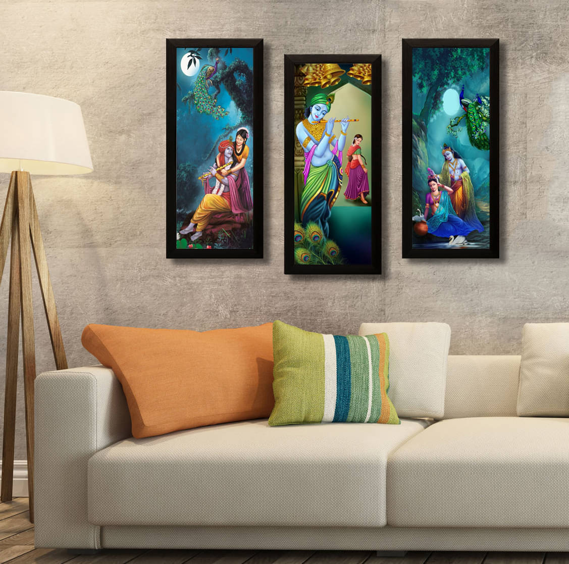     			Saf Radha Krishna Ji Religious Wall Hanging Painting With Frame