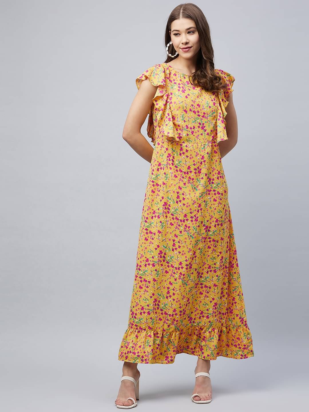     			StyleStone Women Polyester Printed Fit & Flare Dress ( Yellow )