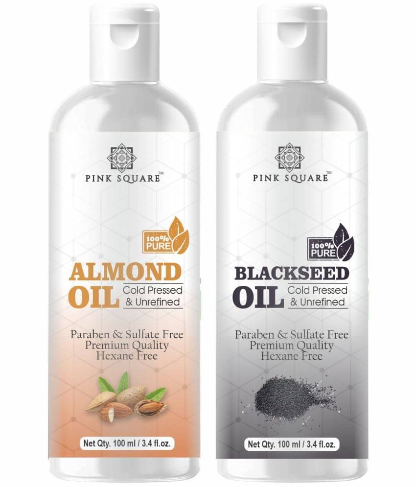 pink square 100% Cold Pressed Almond Oil and BlackSeed Oil 200 mL Pack of 2 pink square 100% Cold Pressed Almond Oil and BlackSeed Oil 200 mL Pack of 2