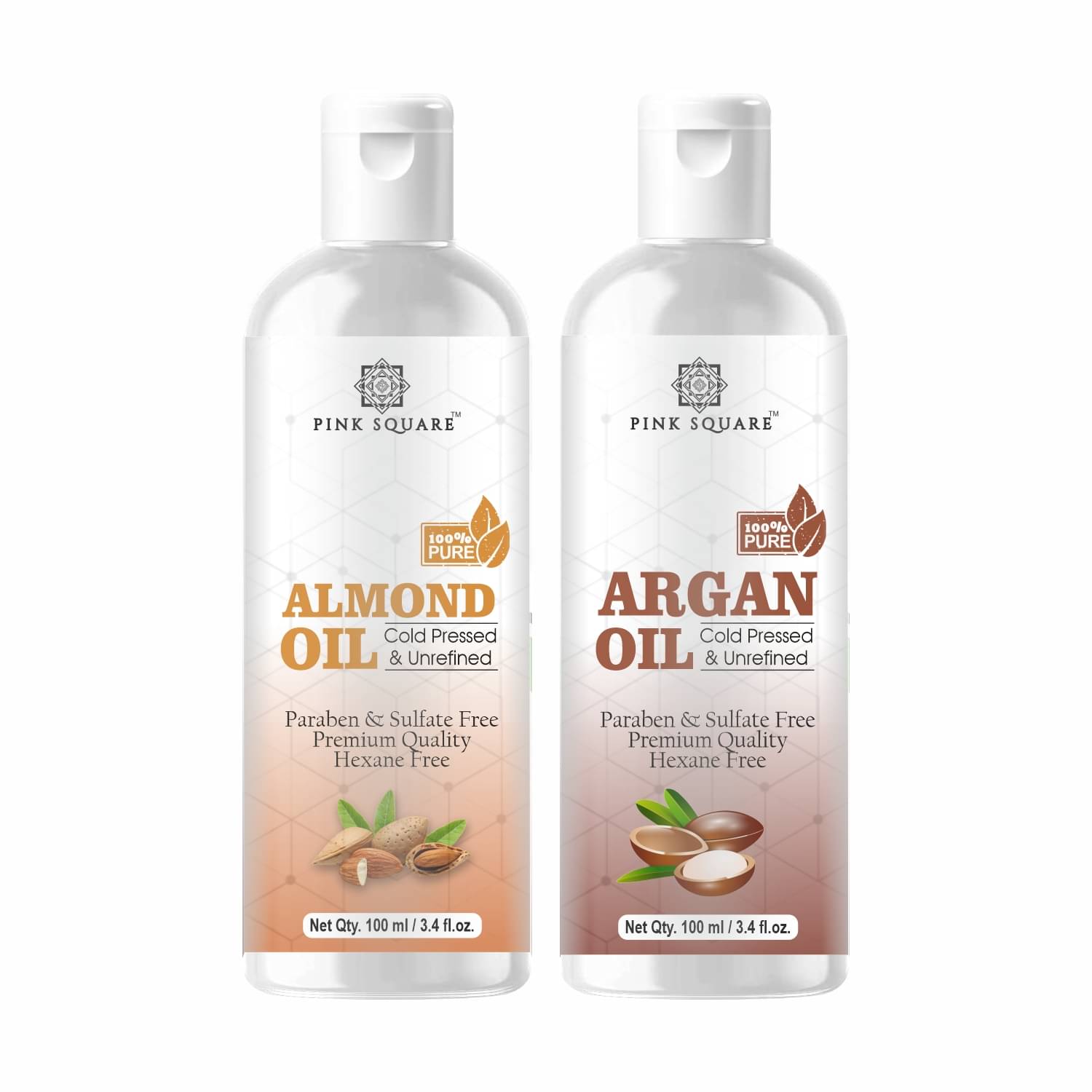     			pink square 100% Cold Pressed Almond Oil and Argan Oil 200 mL Pack of 2