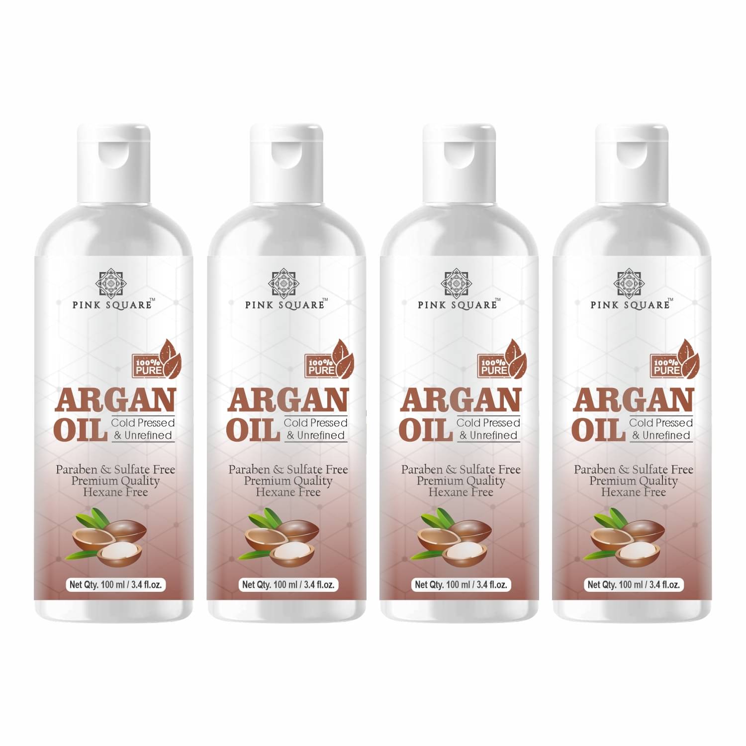 pink square 100% Cold Pressed Argan Oil For Hair Growth 400 mL Pack of 4 pink square 100% Cold Pressed Argan Oil For Hair Growth 400 mL Pack of 4