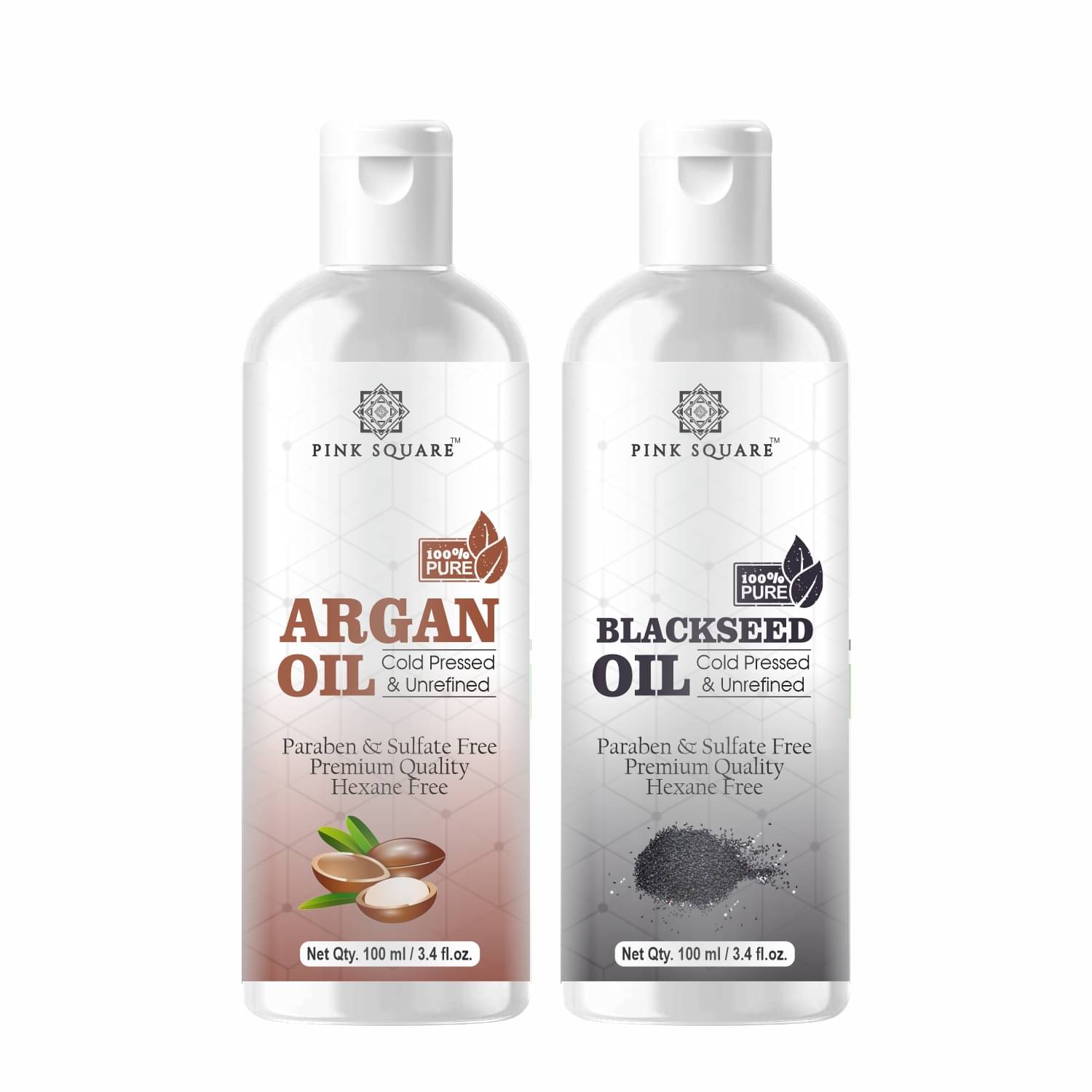     			pink square 100% Cold Pressed Argan Oil and Blackseed Oil 200 mL Pack of 2