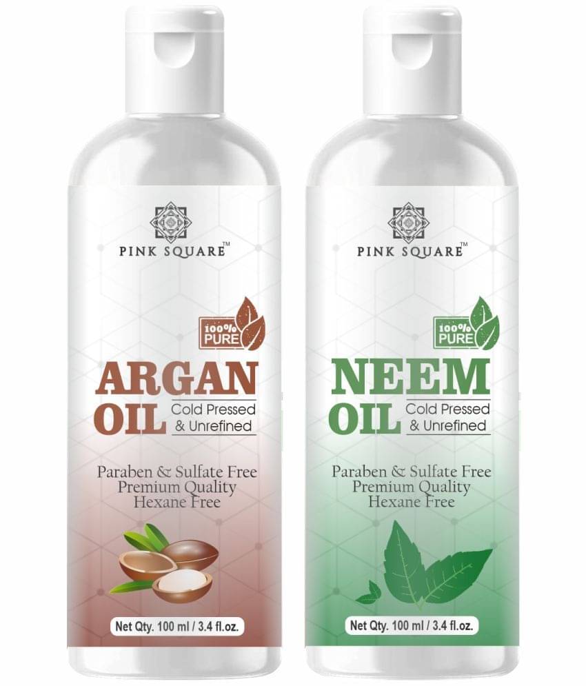 pink square 100% Cold Pressed Argan Oil and Neem Oil 200 mL Pack of 2 pink square 100% Cold Pressed Argan Oil and Neem Oil 200 mL Pack of 2