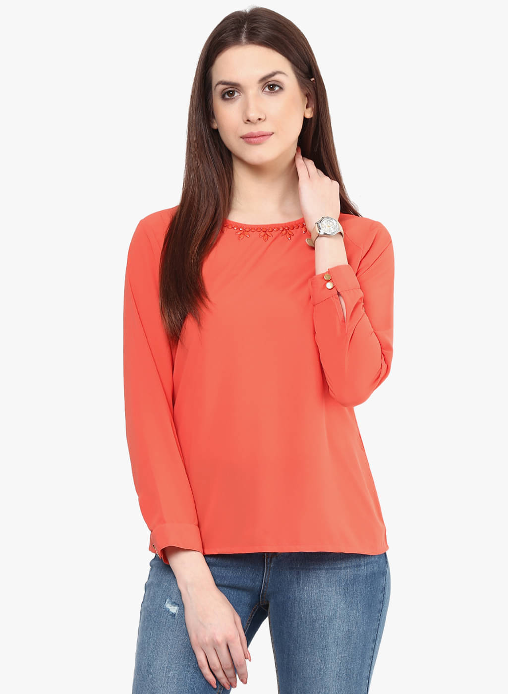     			Rare Women's Georgette Regular Top ( Orange )