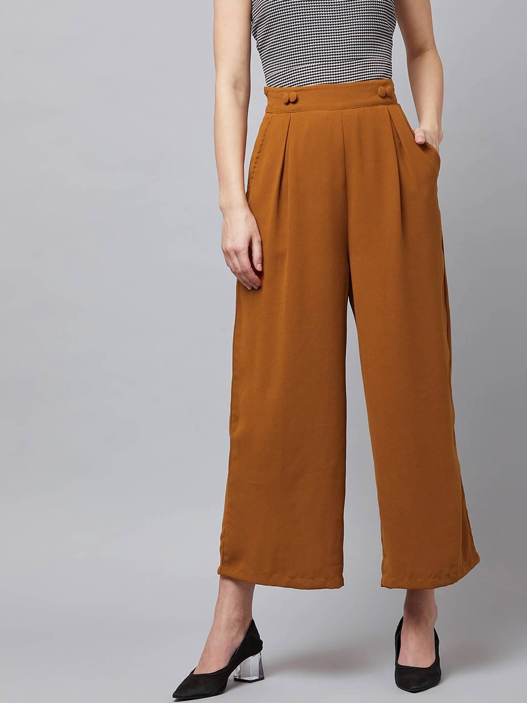     			Rare Yellow Polyester Casual Pants -