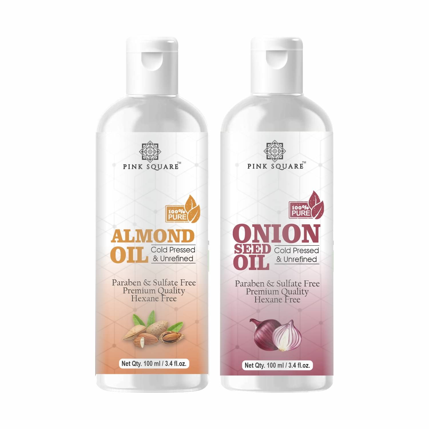     			pink square 100% Cold Pressed Almond Oil and Onion Oil 200 mL Pack of 2