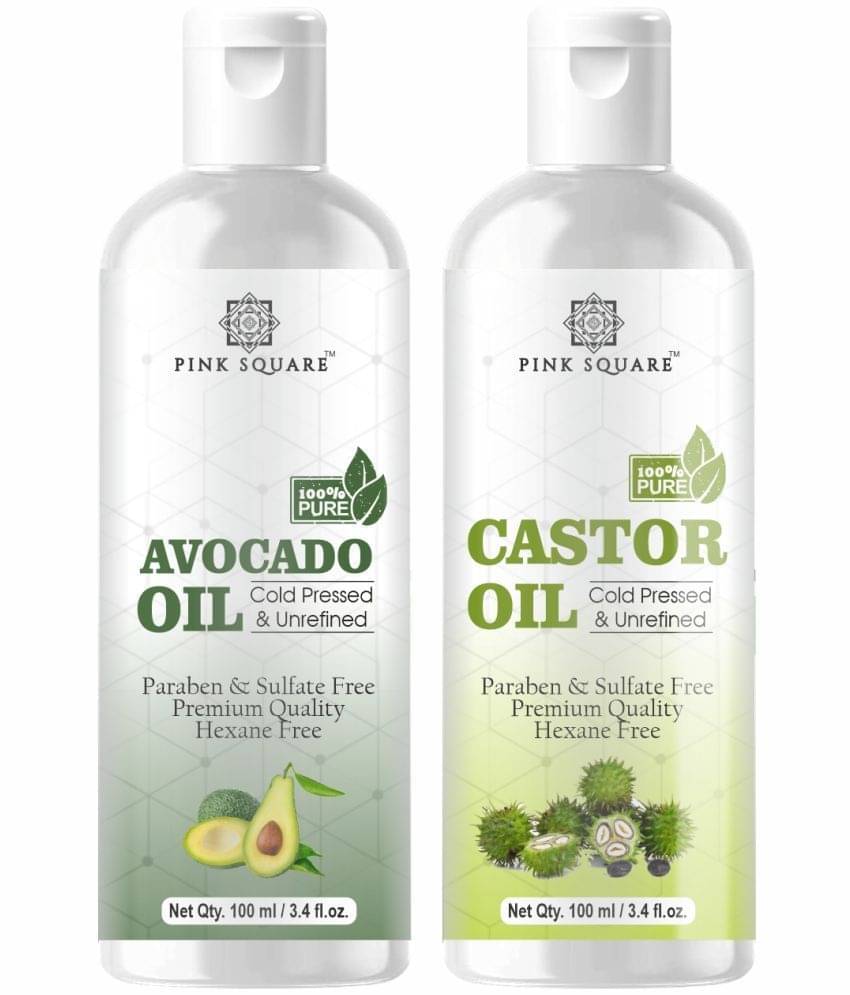pink square 100% Cold Pressed Avocado Oil and Castor Oil 200 mL Pack of 2 pink square 100% Cold Pressed Avocado Oil and Castor Oil 200 mL Pack of 2