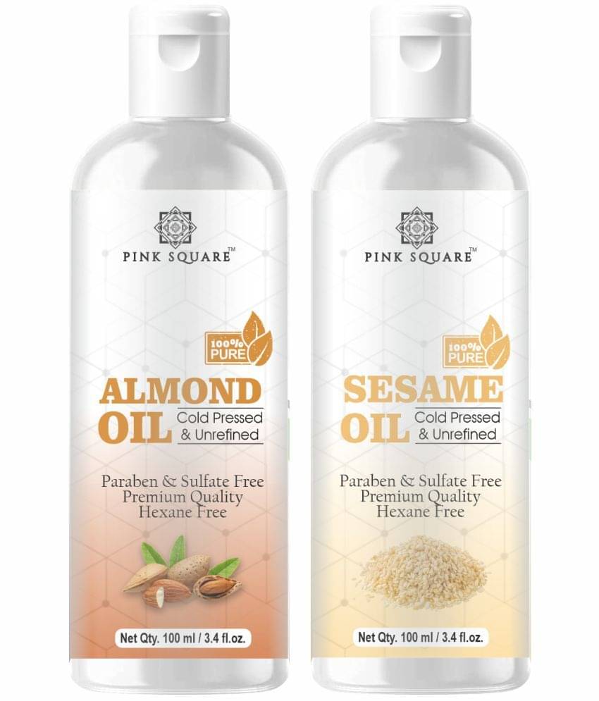 pink square 100% Cold Pressed Almond Oil and Sesame Oil 200 mL Pack of 2 pink square 100% Cold Pressed Almond Oil and Sesame Oil 200 mL Pack of 2