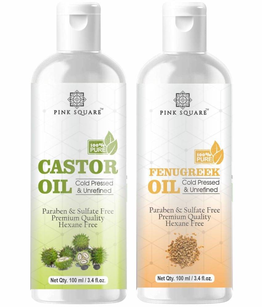     			pink square 100% Cold Pressed Castor Oil and  Fenugreek Oil 200 mL Pack of 2