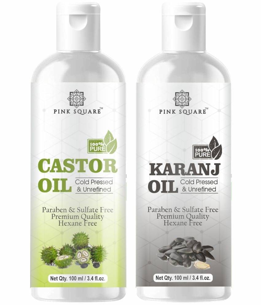     			pink square 100% Cold Pressed Castor Oil and  Karanj Oil 200 mL Pack of 2