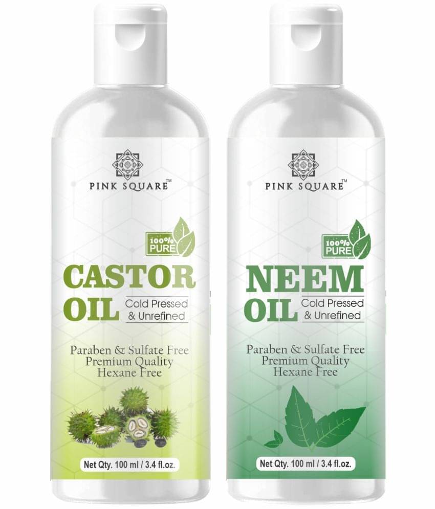     			pink square 100% Cold Pressed Castor Oil and  Neem Oil 200 mL Pack of 2