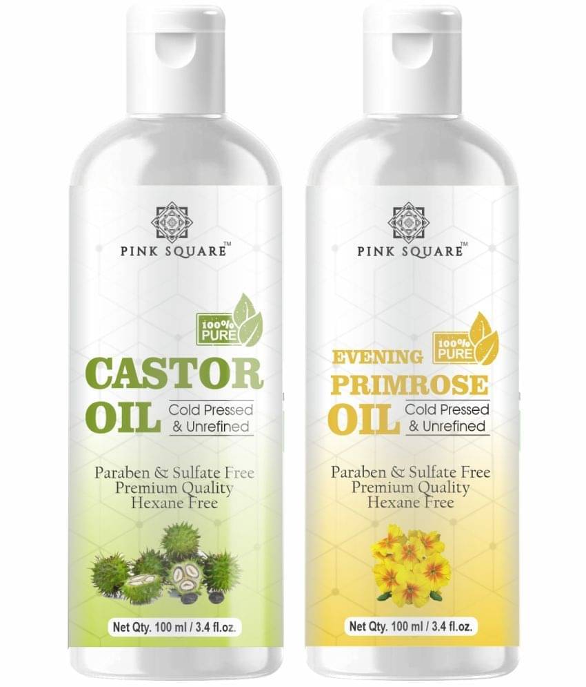    			pink square 100% Cold Pressed Castor Oil and  Evening Primrose Oil 200 mL Pack of 2