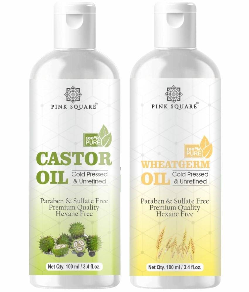     			pink square 100% Cold Pressed Castor Oil and  Wheatgerm Oil 200 mL Pack of 2