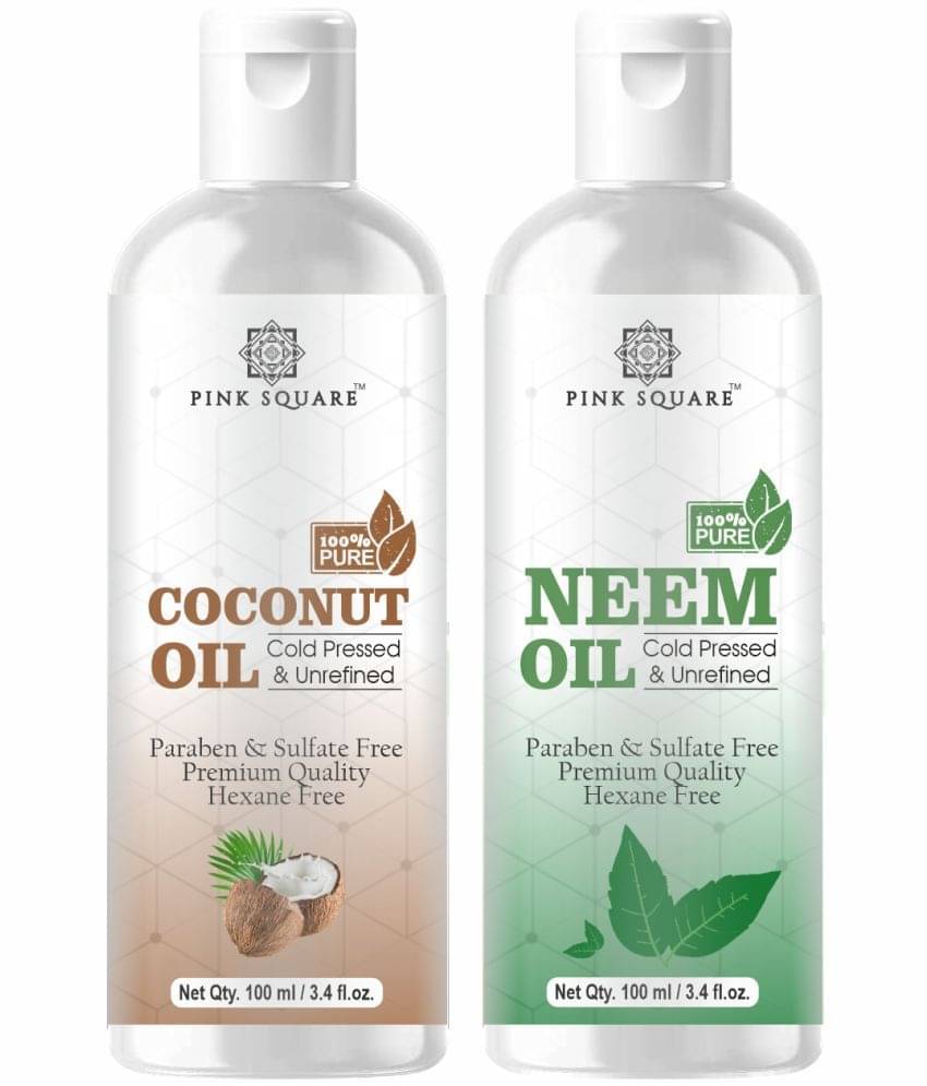     			pink square 100% Cold Pressed Coconut Oil and Neem Oil 200 mL Pack of 2