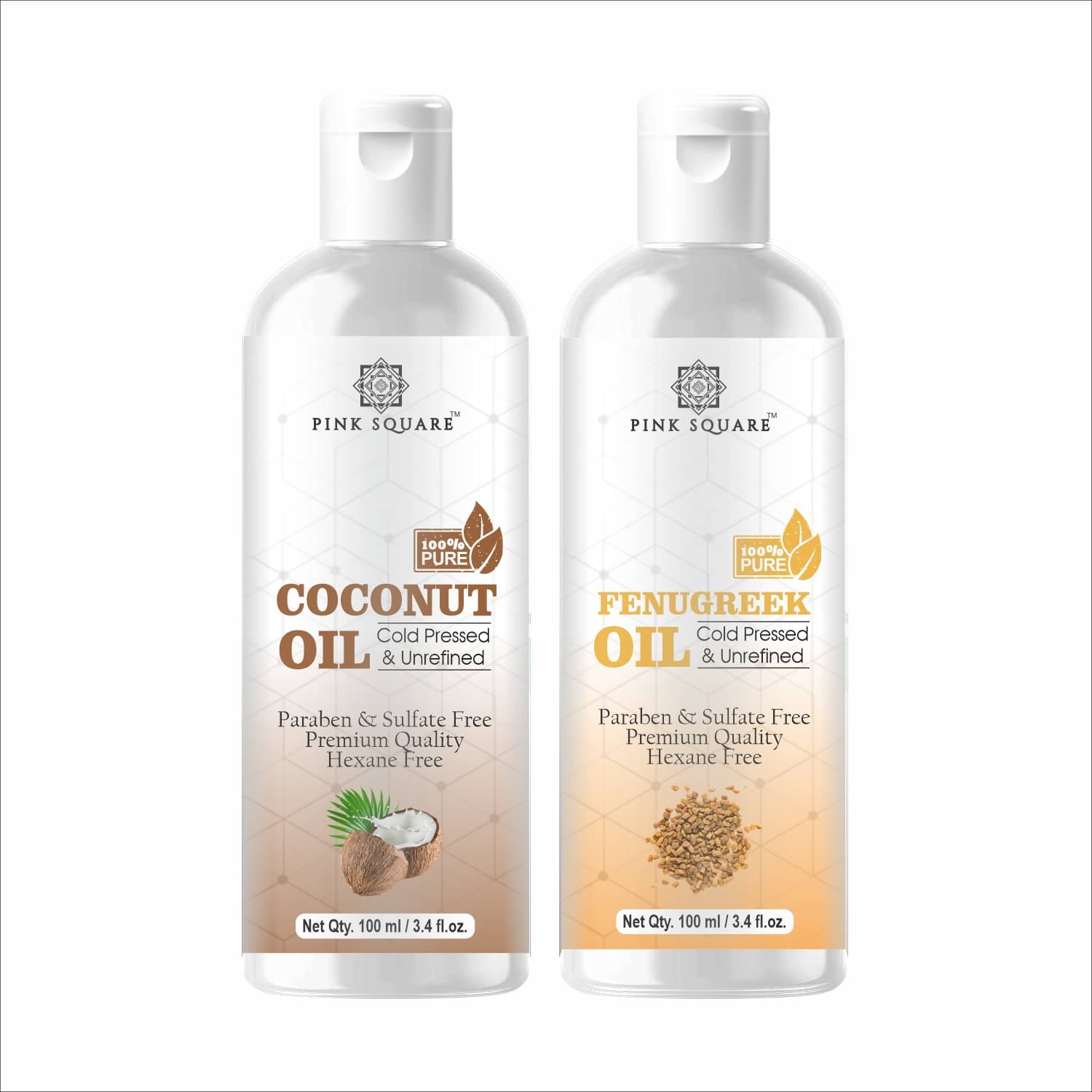     			pink square 100% Cold Pressed Coconut Oil and Fenugreek Oil 200 mL Pack of 2