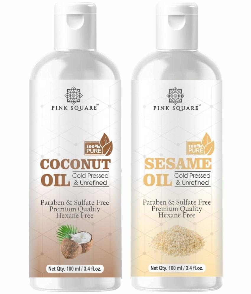 pink square 100% Cold Pressed Coconut Oil and Sesame Oil 200 mL Pack of 2 pink square 100% Cold Pressed Coconut Oil and Sesame Oil 200 mL Pack of 2